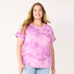 Plus Size Sonoma Goods For Life® Short-Sleeve Fleece Sweatshirt -Sonoma Clothing Store 5550378 Purple Dye