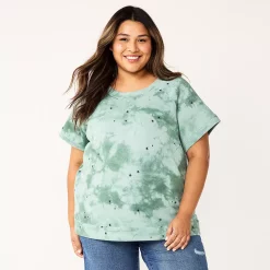 Plus Size Sonoma Goods For Life® Short-Sleeve Fleece Sweatshirt -Sonoma Clothing Store 5550378 Star Tie Dye