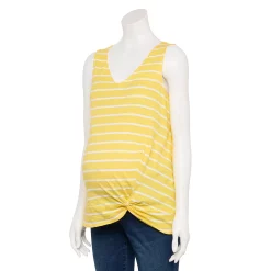 Maternity Sonoma Goods For Life® Knot-Hem Tank -Sonoma Clothing Store 5551042 Yellow Stripe