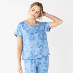 Women's Sonoma Goods For Life® Essential Short Sleeve Pajama Top -Sonoma Clothing Store 5553510 Blue Dye