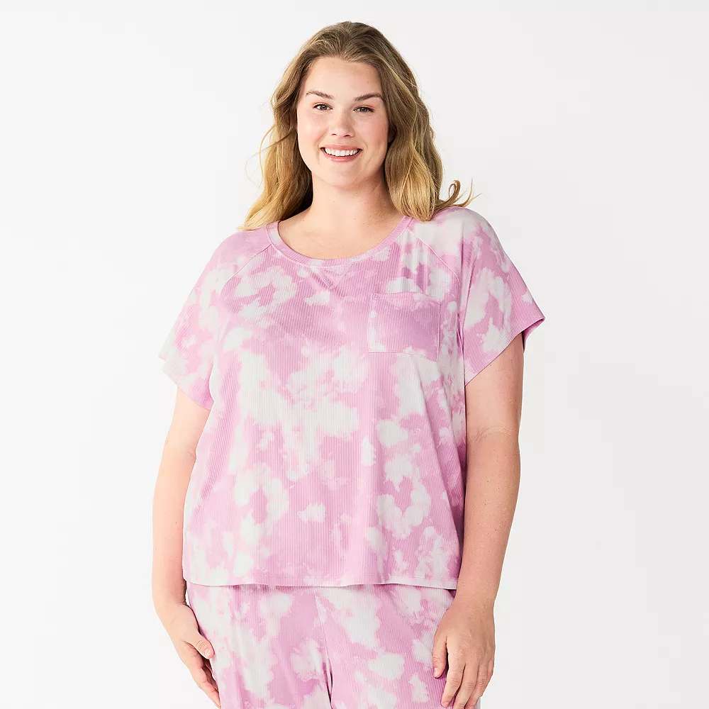 Plus Size Sonoma Goods For Life® Essential Short Sleeve Pajama Top 4 Plus Size Sonoma Goods For Life® Essential Short Sleeve Pajama Top - Image 2