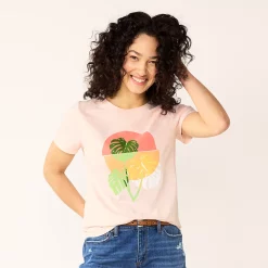Women's Sonoma Goods For Life® Summer Graphic Tees -Sonoma Clothing Store 5558324 Pink Palm Leaves