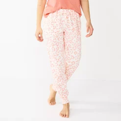 Women's Sonoma Goods For Life® Essential Banded Bottom Pajama Pants -Sonoma Clothing Store 5558711 Coral Animal