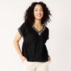 Petite Sonoma Goods For Life® Dolman Sleeve Half Peplum Top 2 Petite Sonoma Goods For Life® Dolman Sleeve Half Peplum Top -Sonoma Clothing Store 5571499 Black Embroidery