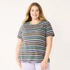 Petite Plus Size Sonoma Goods For Life® Crewneck Tee 2 Petite Plus Size Sonoma Goods For Life® Crewneck Tee -Sonoma Clothing Store 5572597 Gray Purple Stripe