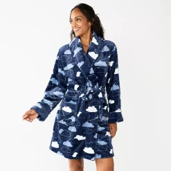 Women's Sonoma Goods For Life® Short Plush Robe 27 Women's Sonoma Goods For Life® Short Plush Robe -Sonoma Clothing Store 5574694 Navy Clouds