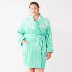 Plus Size Sonoma Goods For Life® Short Plush Robe -Sonoma Clothing Store 5574695 Aqua