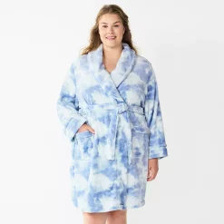 Plus Size Sonoma Goods For Life® Short Plush Robe -Sonoma Clothing Store 5574695 Blue Dye Effect