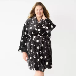 Plus Size Sonoma Goods For Life® Short Plush Robe -Sonoma Clothing Store 5574695 Gray Celestial