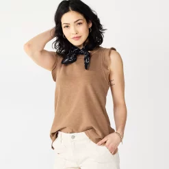Women's Sonoma Goods For Life® French Terry Flutter-Sleeve Top -Sonoma Clothing Store 5576747 Cocoa Brown