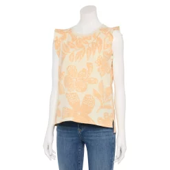 Women's Sonoma Goods For Life® French Terry Flutter-Sleeve Top -Sonoma Clothing Store 5576747 Coral Floral