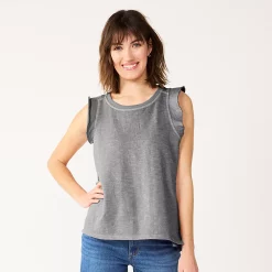 Women's Sonoma Goods For Life® French Terry Flutter-Sleeve Top -Sonoma Clothing Store 5576747 Gray
