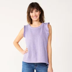 Women's Sonoma Goods For Life® French Terry Flutter-Sleeve Top -Sonoma Clothing Store 5576747 Light Purple