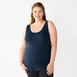 Plus Size Sonoma Goods For Life® Layering Tank -Sonoma Clothing Store 5578857 Navy Tundra