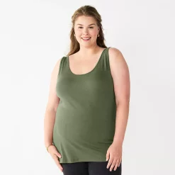 Plus Size Sonoma Goods For Life® Layering Tank -Sonoma Clothing Store 5578857 Olive Night