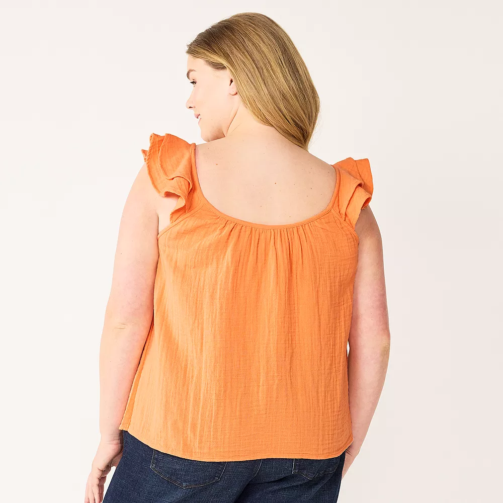 Plus Size Sonoma Goods For Life® Ruffle Tank Top 7 Plus Size Sonoma Goods For Life® Ruffle Tank Top - Image 5