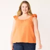 Plus Size Sonoma Goods For Life® Ruffle Tank Top -Sonoma Clothing Store 5578985 Apricot