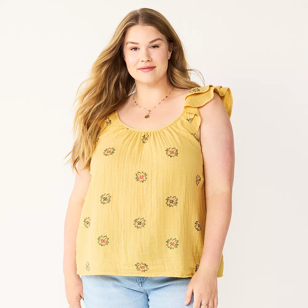 Plus Size Sonoma Goods For Life® Ruffle Tank Top 6 Plus Size Sonoma Goods For Life® Ruffle Tank Top - Image 4