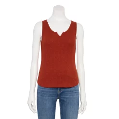 Women's Sonoma Goods For Life® Notchneck Ribbed Tank -Sonoma Clothing Store 5579049 Chili Rust