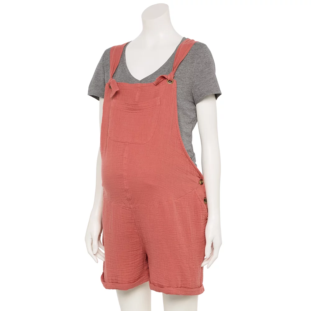 Maternity Sonoma Goods For Life® Double Knotted Shortalls 4 Maternity Sonoma Goods For Life® Double Knotted Shortalls - Image 2