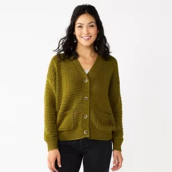 Women's Sonoma Goods For Life® Cropped Cardigan -Sonoma Clothing Store 5581344 Olive