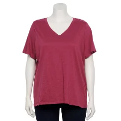 Petite Plus Size Sonoma Goods For Life® Everyday V-Neck Tee -Sonoma Clothing Store 5581510 Clematis Mauve