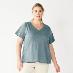 Petite Plus Size Sonoma Goods For Life® Everyday V-Neck Tee -Sonoma Clothing Store 5581510 Desoto Blue