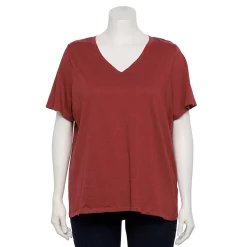 Petite Plus Size Sonoma Goods For Life® Everyday V-Neck Tee -Sonoma Clothing Store 5581510 Marsala Flower