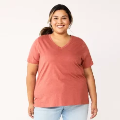 Petite Plus Size Sonoma Goods For Life® Everyday V-Neck Tee -Sonoma Clothing Store 5581510 Mauve