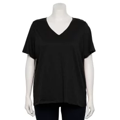 Petite Plus Size Sonoma Goods For Life® Everyday V-Neck Tee -Sonoma Clothing Store 5581510 Pitch Black