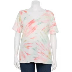 Petite Plus Size Sonoma Goods For Life® Everyday V-Neck Tee -Sonoma Clothing Store 5581510 Red White Blue Tie Dye