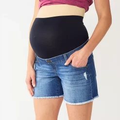 Maternity Sonoma Goods For Life® Inset Over-The-Belly Frayed Jean Shorts -Sonoma Clothing Store 5583214 ALT2
