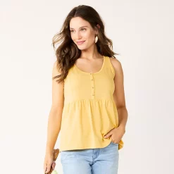 Women's Sonoma Goods For Life® Button Utility Tank -Sonoma Clothing Store 5583719 Light Yellow