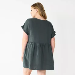 Plus Size Sonoma Goods For Life® Ruffled A-Line Mini Dress -Sonoma Clothing Store 5584068 ALT