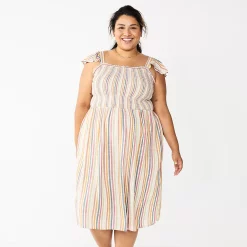 Plus Size Sonoma Goods For Life® Smocked Bodice Midi Dress