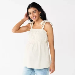 Maternity Sonoma Goods For Life® Tie-Shoulder Babydoll Top -Sonoma Clothing Store 5584773 Ivory