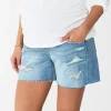 Maternity Sonoma Goods For Life® Over-the-Belly Frayed Hem Shorts -Sonoma Clothing Store 5585240 Destructed Light Wash