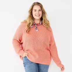 Plus Size Sonoma Goods For Life® Drop Shoulder Sweater -Sonoma Clothing Store 5585467 Coral