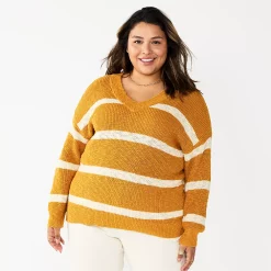Plus Size Sonoma Goods For LifeĀ® Long Sleeve V-Neck Sweater