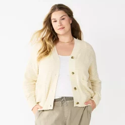 Plus Size Sonoma Goods For Life® Cropped Cardigan -Sonoma Clothing Store 5585627 Cream