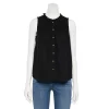 Women's Sonoma Goods For Life® Button-Front Ruffle Tank -Sonoma Clothing Store 5586080 Black