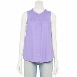 Women's Sonoma Goods For Life® Button-Front Ruffle Tank -Sonoma Clothing Store 5586080 Purple
