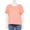 Plus Size Sonoma Goods For Life Seamed Flutter Sleeve Top -Sonoma Clothing Store 5588211 Coral