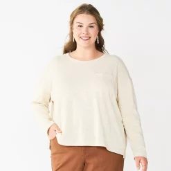 Plus Size Sonoma Goods For Life® Long Sleeve Pocket Tee -Sonoma Clothing Store 5590050 Cream
