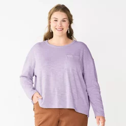 Plus Size Sonoma Goods For Life® Long Sleeve Pocket Tee