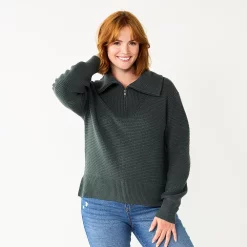 Women's Sonoma Goods For Life® Cozy Quarter-Zip Sweater -Sonoma Clothing Store 5597622 Dusty Green