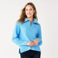 Women's Sonoma Goods For Life® Cozy Quarter-Zip Sweater -Sonoma Clothing Store 5597622 Sky Blue
