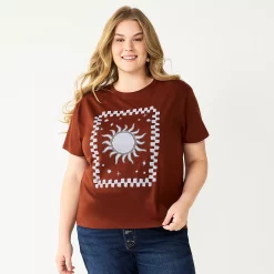 Plus Size Sonoma Goods For Life® Relaxed Graphic Tee -Sonoma Clothing Store 5611932 Brown Blue Sun