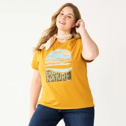 Plus Size Sonoma Goods For Life® Relaxed Graphic Tee -Sonoma Clothing Store 5611932 Gold Enjoy Nature