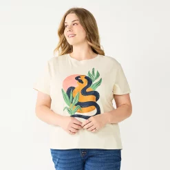 Plus Size Sonoma Goods For Life® Relaxed Graphic Tee -Sonoma Clothing Store 5611932 Ivory Snake